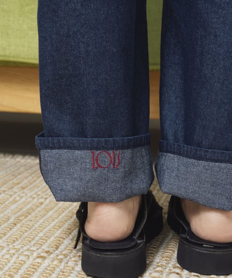 the LOV logo denim
