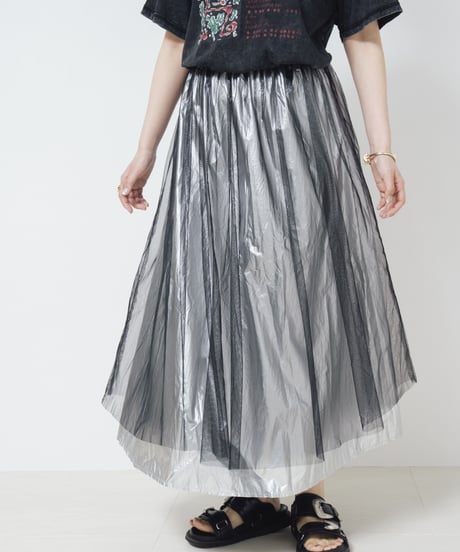 Metallic Tulle Skirt  silver