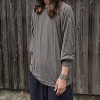 MITTAN / 強撚絹紬糸ワイド長袖 / T-42 / 薄灰