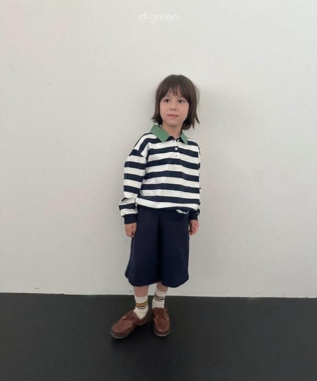 【digreen】Striped Collar Sweatshirt
