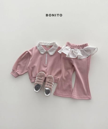 【bonito】Shirring Collar Zip-Up Set