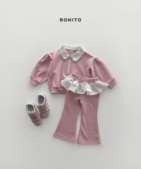 【bonito】Shirring Collar Zip-Up Set
