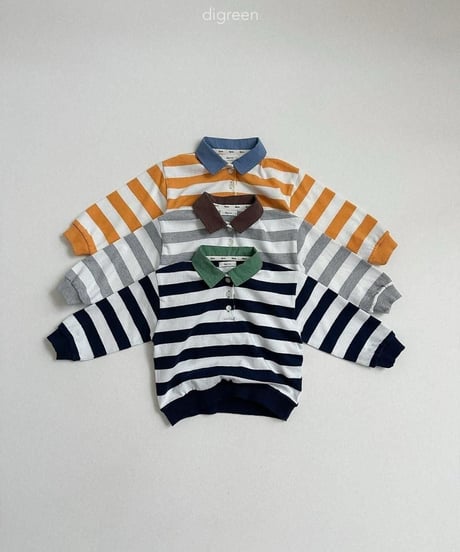 【digreen】Striped Collar Sweatshirt