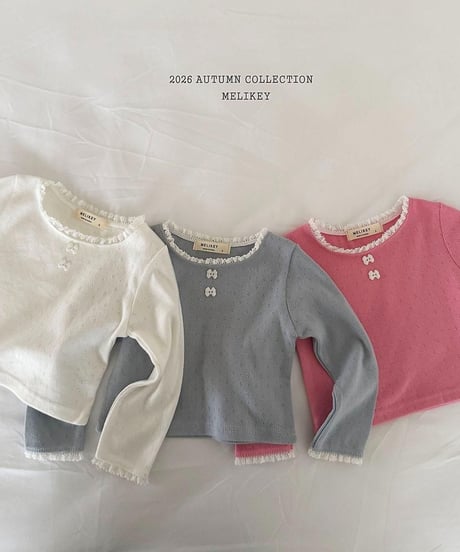 【melikey】Ribbon Button Tee