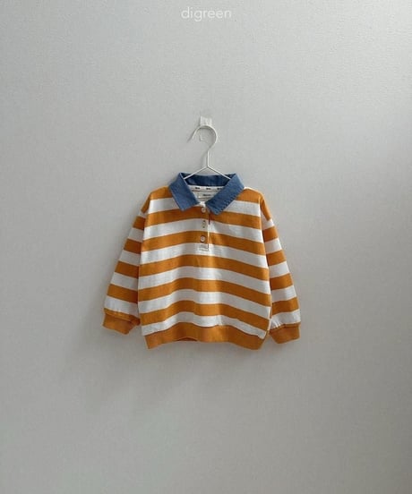 【digreen】Striped Collar Sweatshirt