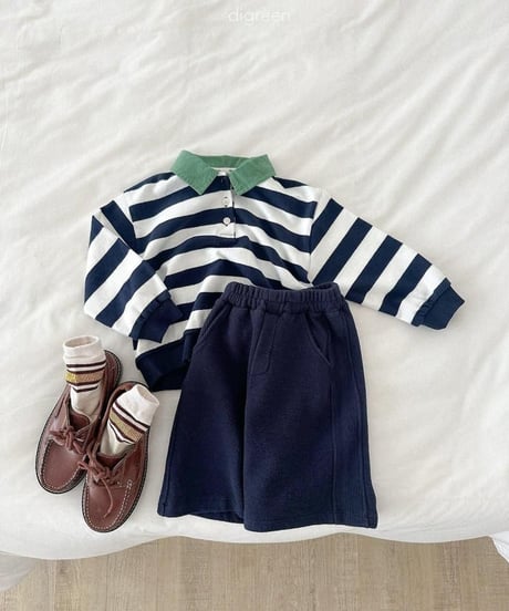 【digreen】Striped Collar Sweatshirt