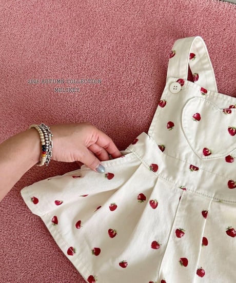 【melikey】Strawberry Heart Overalls