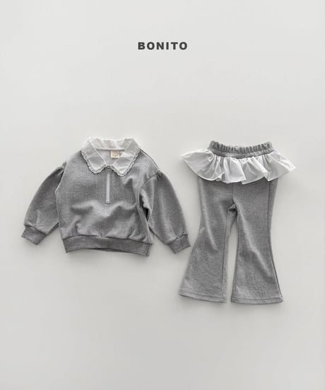 【bonito】Shirring Collar Zip-Up Set