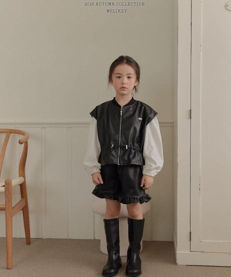 【melikey】String Leather Vest