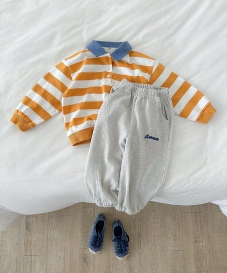 【digreen】Striped Collar Sweatshirt