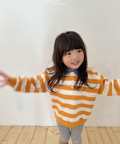 【digreen】Striped Collar Sweatshirt