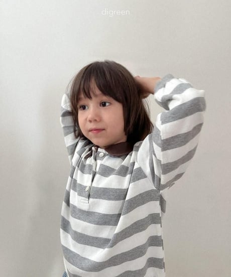 【digreen】Striped Collar Sweatshirt