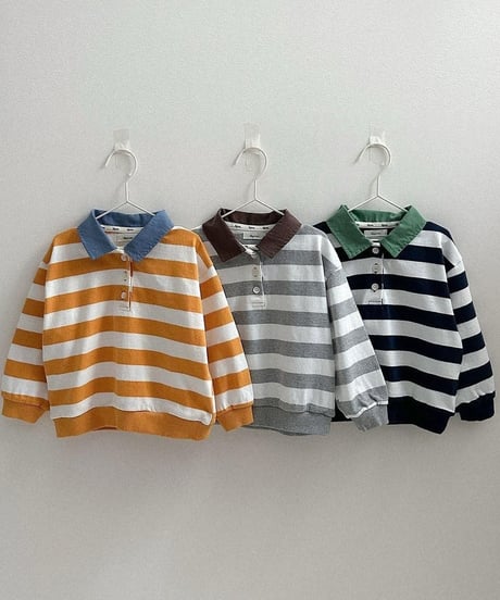 【digreen】Striped Collar Sweatshirt