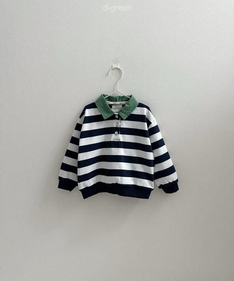 【digreen】Striped Collar Sweatshirt