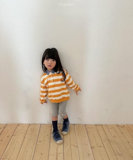 【digreen】Striped Collar Sweatshirt