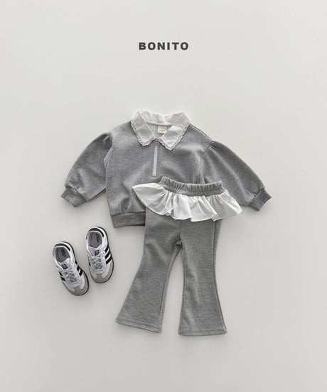 【bonito】Shirring Collar Zip-Up Set