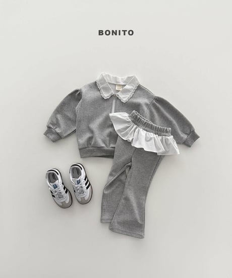 【bonito】Shirring Collar Zip-Up Set
