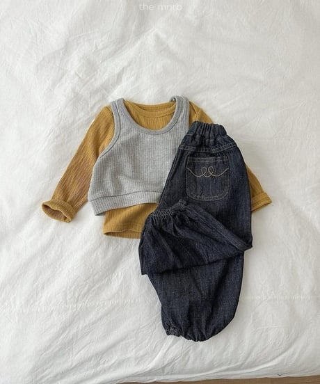 【minirobe】Stitch Denim Jogger