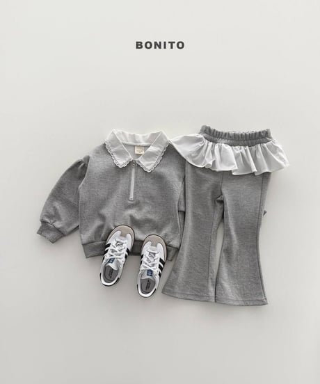 【bonito】Shirring Collar Zip-Up Set