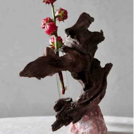 Driftwood×natural stone flower vase#1