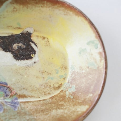Long oval plate / My darling through the violets  / すみれの向こうにいる私の最愛の人