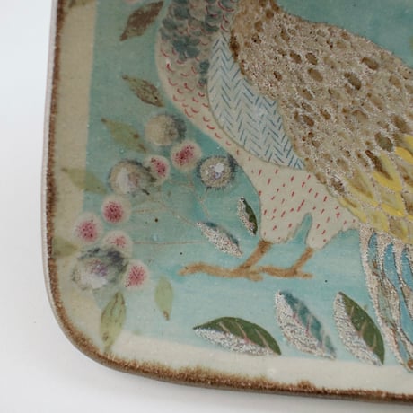 Square plate / Peacock / 孔雀