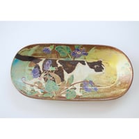 Long oval plate / My darling through the violets  / すみれの向こうにいる私の最愛の人