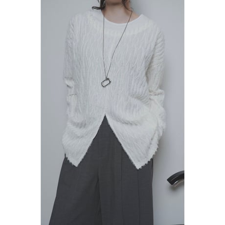 【CYAN】シャギージャガードレイヤートップス　607525