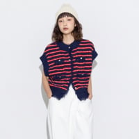 【MARGAUX VINTAGE】ボーダーシャネルニットベスト　27021