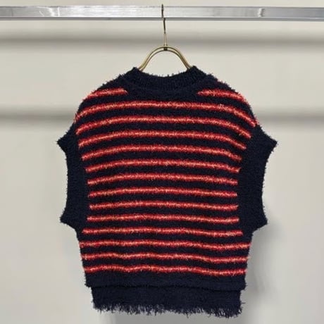 【MARGAUX VINTAGE】ボーダーシャネルニットベスト　27021