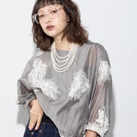 【MARGAUX VINTAGE】刺繍ZIPシアーブルゾン　27023