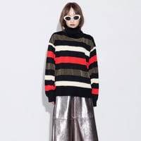 【MARGAUX VINTAGE】異素材ボーダータートルニット　26120