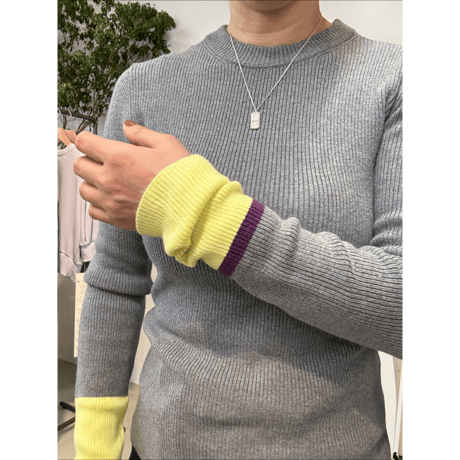 【cafune】color block rib knit pullover　635955