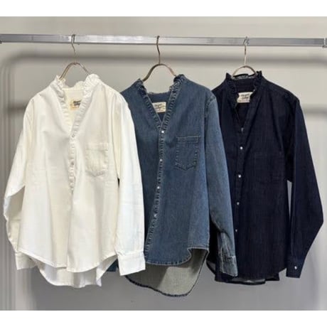 【MARGAUX VINTAGE】ライトオンスデニムフリルシャツ　27014
