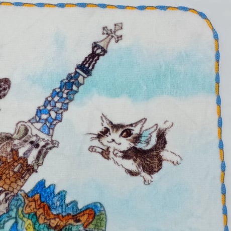 ダヤン　アート刺繍　ミニタオル　ハンカチ　グエル公園にて