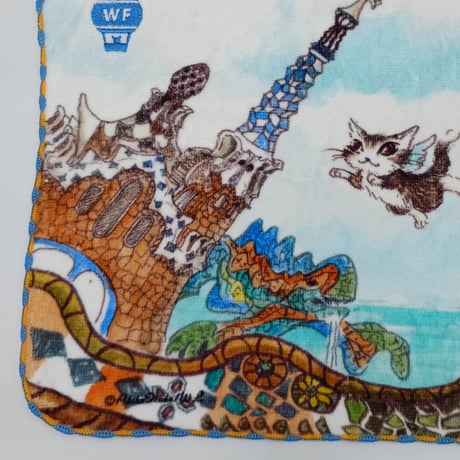 ダヤン　アート刺繍　ミニタオル　ハンカチ　グエル公園にて