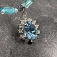 【霊視ナターシャオリジナル】深き海の静寂と澄み渡る蒼穹・真実の言葉を紡ぐネックレス【ブルートパーズ・ブルーアパタイト・ホワイトカルサイト・スワロフスキー】