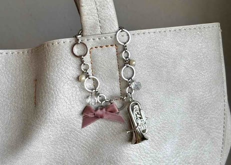 リボンバッグチャーム051 ユーフォニアムsilver pink