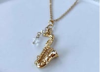モチーフ×天然石ネックレス01 サックスgold