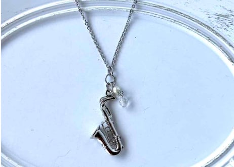モチーフ×天然石ネックレス27 サックスsilver