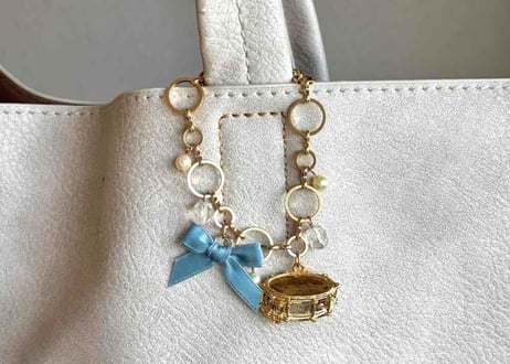 リボンバッグチャーム047 スネアドラム gold blue