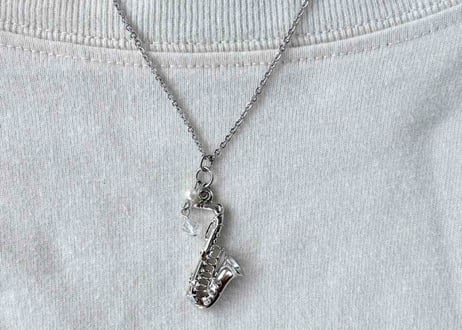 モチーフ×天然石ネックレス27 サックスsilver