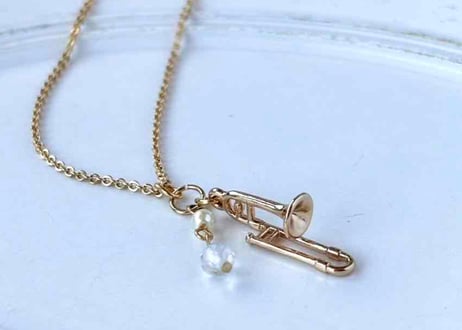 モチーフ×天然石ネックレス07 トロンボーンgold