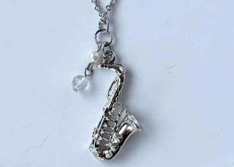 モチーフ×天然石ネックレス27 サックスsilver