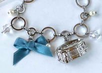 リボンバッグチャーム052 スネアドラム silver blue