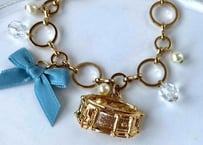 リボンバッグチャーム047 スネアドラム gold blue