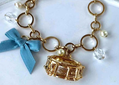 リボンバッグチャーム047 スネアドラム gold blue
