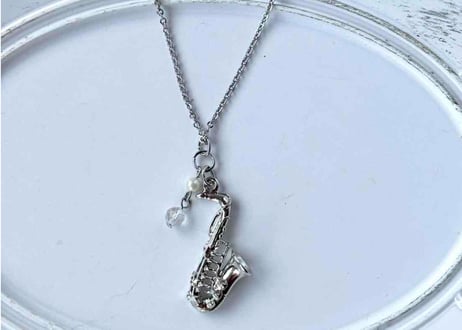 モチーフ×天然石ネックレス27 サックスsilver