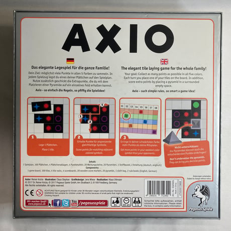 【使用感有】 ライナー・クニツィアのアクシオ (Axio) / Pegasus Spiele 海外版(日本語訳有)