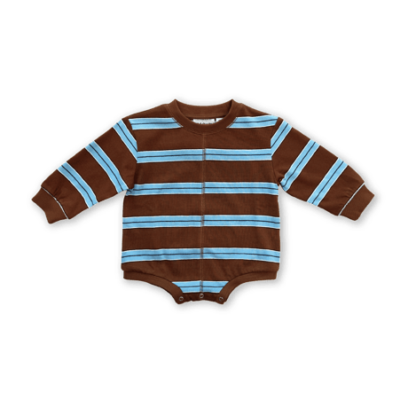 Cotton sports stripe romper-teddy